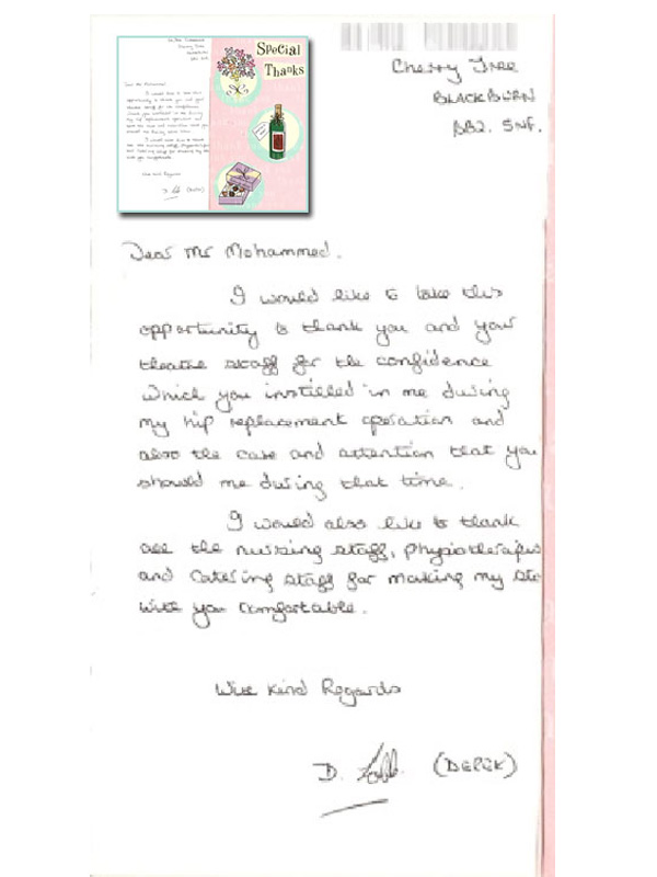 hip replacement performed by Mr Aslam Mohammed  ahis patients review of the experience  